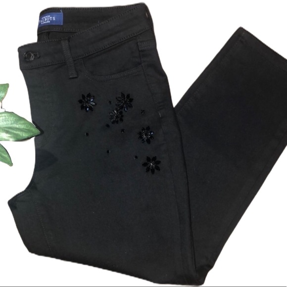 TALBOTS CRYSTAL EMBELLISHED SLIM ANKLE JEANS - NEVER FADE BLACK LIMITED EDITION - Picture 11 of 15